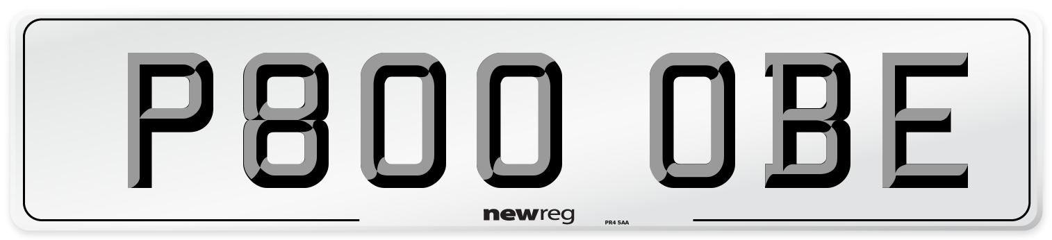 P800 OBE Number Plate from New Reg
